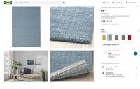 LANGSTED IKEA Teppich Kurzflor hellblau 133 x 195 cm Bayern - Regenstauf Vorschau