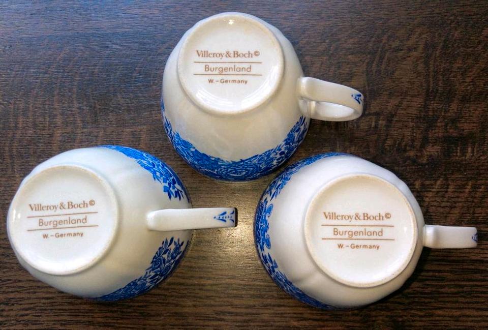 VILLEROY & BOCH . V&B BURGENLAND BLAU KAFFEETASSEN U. UNTERTELLER in Hamburg