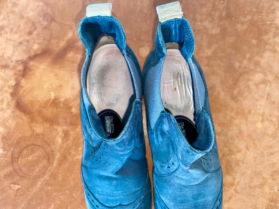 Donna Carolina Sommer Chelsea Boots Leder 38 blau beige in Lemgo