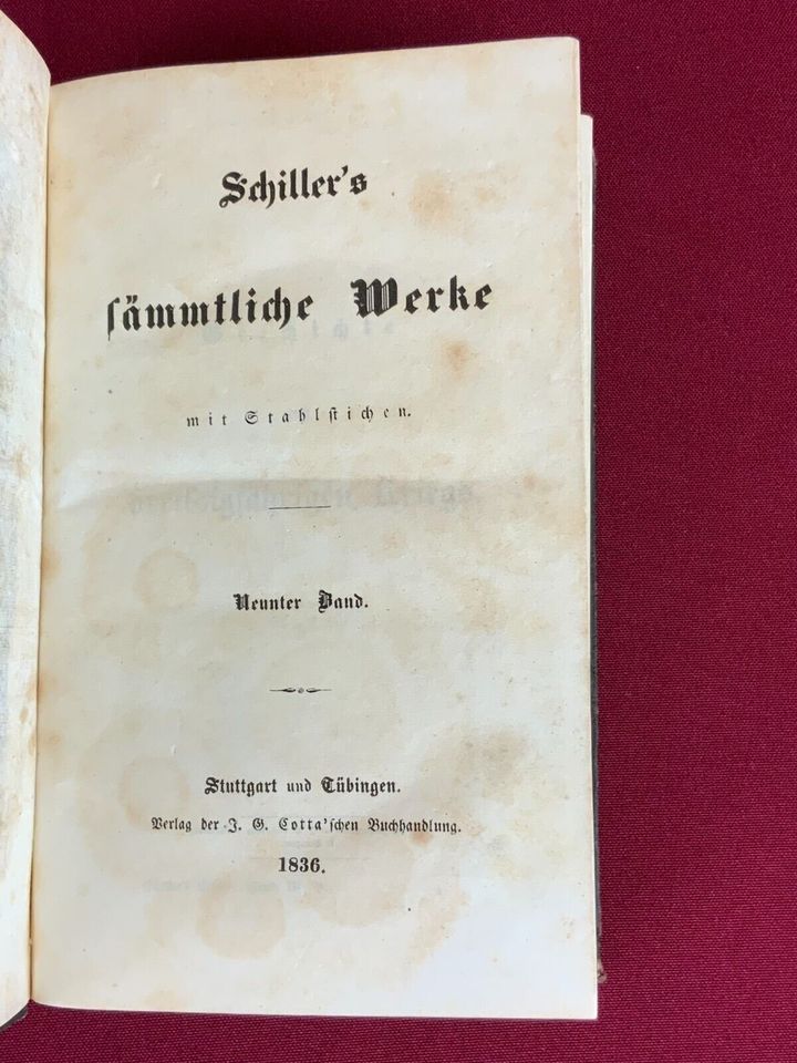 5x ANTIKES BUCH SCHILLER `S SÄMTLICHE WERKE AUS 1835 UND 1836 - Versand kostenlos - Wir sind für Sie da lokal in 86830 Schwabmünchen oder online ARTHOME24 in Schwabmünchen