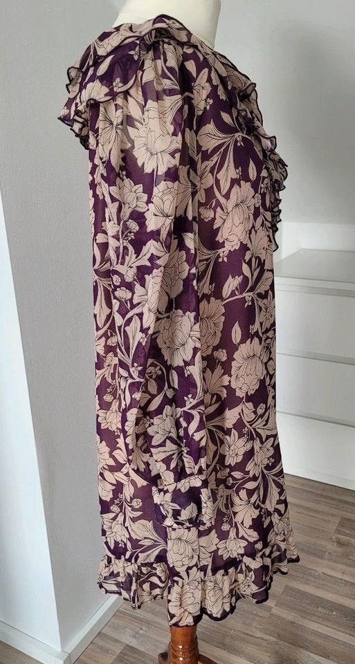 ZARA ❤️ Party Tunika Kleid Chiffon Gr.L Lila Creme Volants in Kaiserslautern