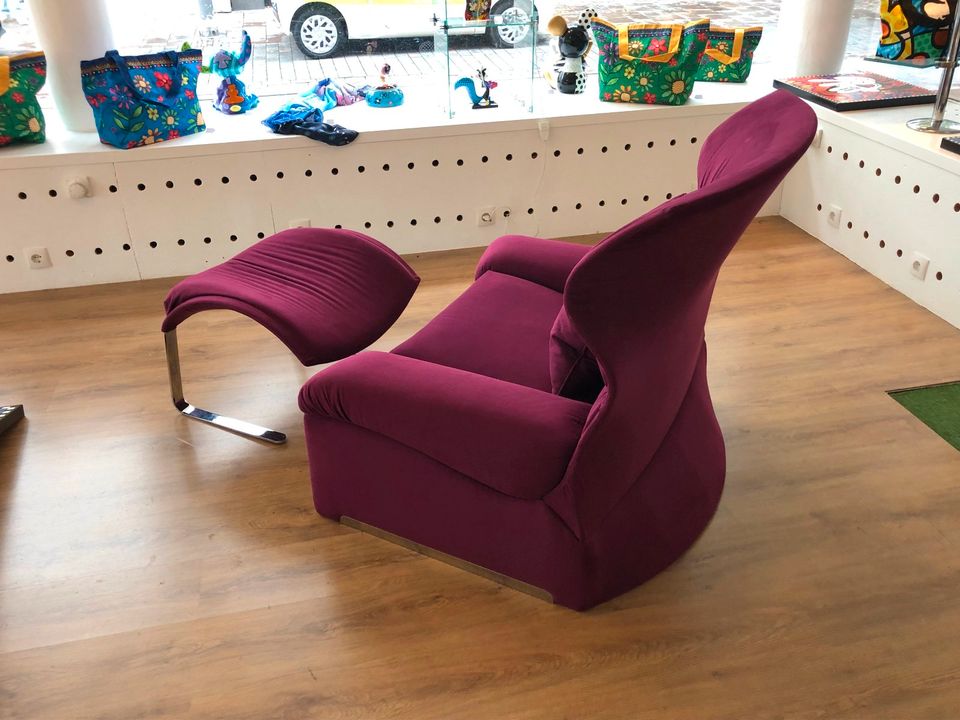 Saporiti Sessel / Lounge Chair mit Fußhocker 70er Italien top in Koblenz