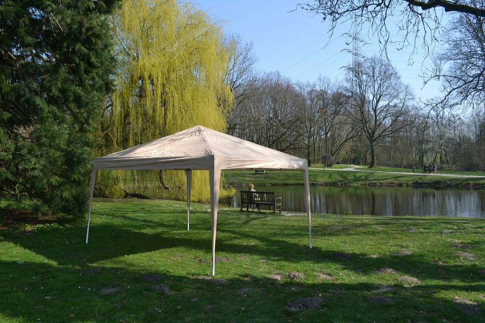 Faltpavillon 2x2 m ink 2 Seitenteile Wasserdicht Partyzelt BEIGE in Essen