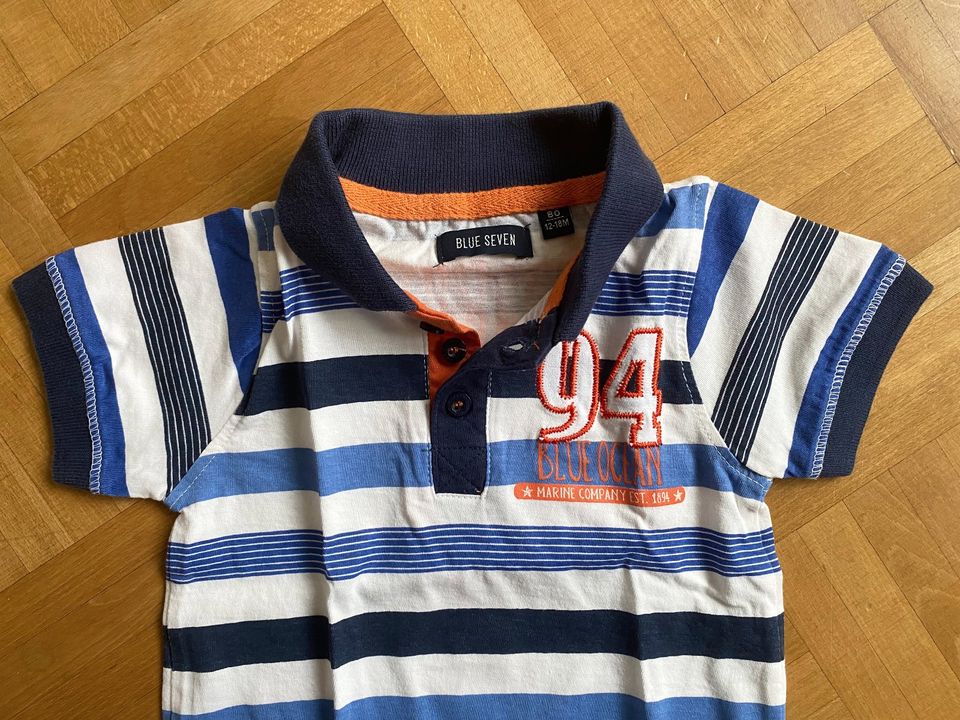 5 T-Shirts Baby Kinder Größe 80 Poloshirt u.a Sigikid, Blue Seven in Köln