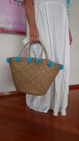Bali Bag Korb Tasche Strandtasche mit Pompom blau neu Saarland - Kleinblittersdorf Vorschau