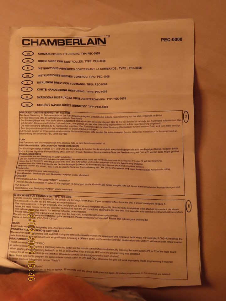 Chamberlain Steuerung: Typ PEC-0008 Platine für Bastler in Stavenhagen