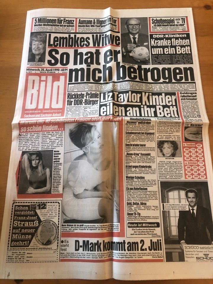 Bildzeitung 25.4.1990 (Ausgabe Sachsen und Sachsen-Anhalt ) in Dresden