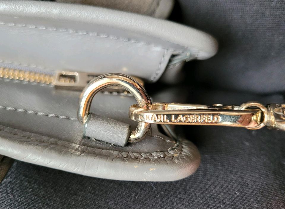 Handtasche Tasche von Karl Lagerfeld grau Leder Echtleder in Sulzbach (Saar)