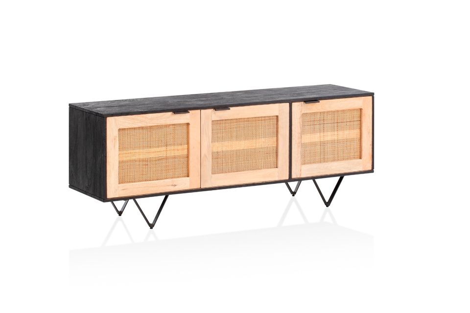 Wohnling Sideboard Mango Massivholz Rattan Kommode in Melle