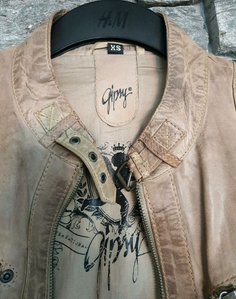 ❤GIPSY❤ Lederjacke, Gr.XS, beige, sand in Lutzerath