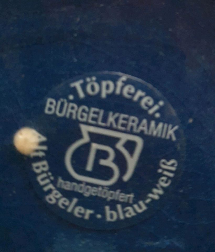 Bierhumpen, Bürgel Keramik, blau weiss in Berlin