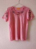 Rosa Blusenshirt mit transparenter Spitze, gestickte Blumen, zart Sachsen-Anhalt - Magdeburg Vorschau