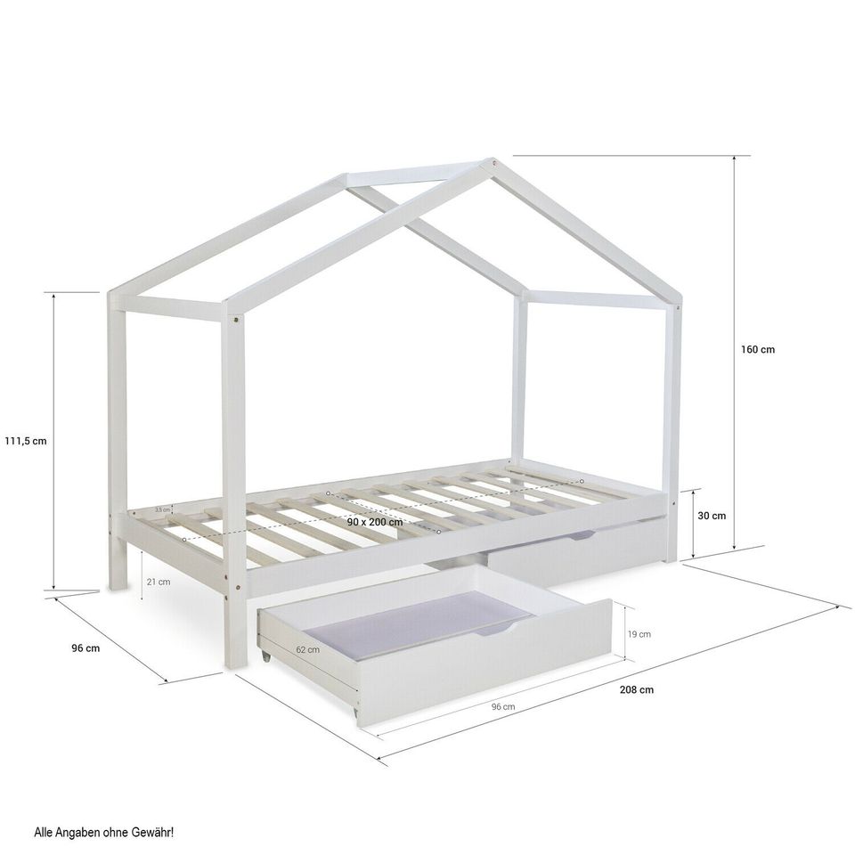 Hausbett Kinderbett 90x200 cm 2 Bettkästen Spielbett Holz VB190€* in Magdeburg