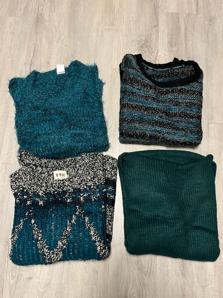 4er Set Pullis Winterpullover Strickpulli Türkis petrol M in Saarbrücken