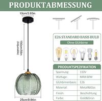 2 Stück Wohnzimmer Lampe Pendellampe Hängelampe Grün Glas 25 cm Nordrhein-Westfalen - Oelde Vorschau