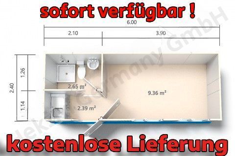 Wohncontainer Duschcontainer Bürocontainer KOSTENLOSE LIEFERUNG  SOFORT VERFÜGBAR FERTIG MONTIERT , Baucontainer 6,0 x 2,4  Flüchtlingscontainer WC+ Dusche + Waschbecken + Komplettspüle in Stuttgart