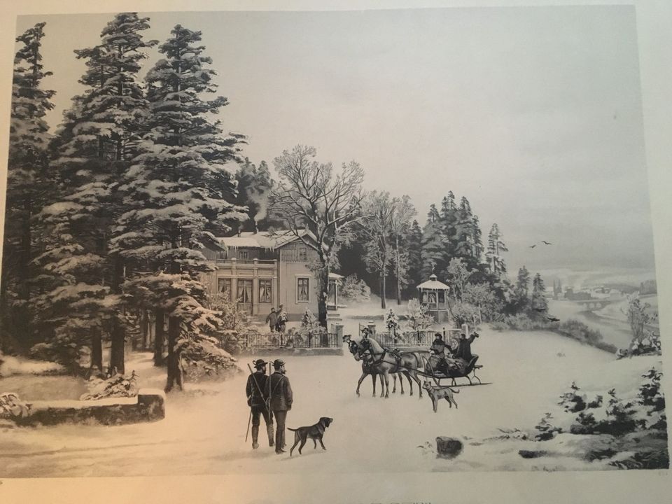 Bild Winterbild Kunstdruck Dorflandschaft schwarz weiß in Dresden