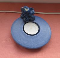Teelichthalter Keramik blau 10,5 cm Ø - Elefant - handgetöpfert - Bayern - Dittelbrunn Vorschau