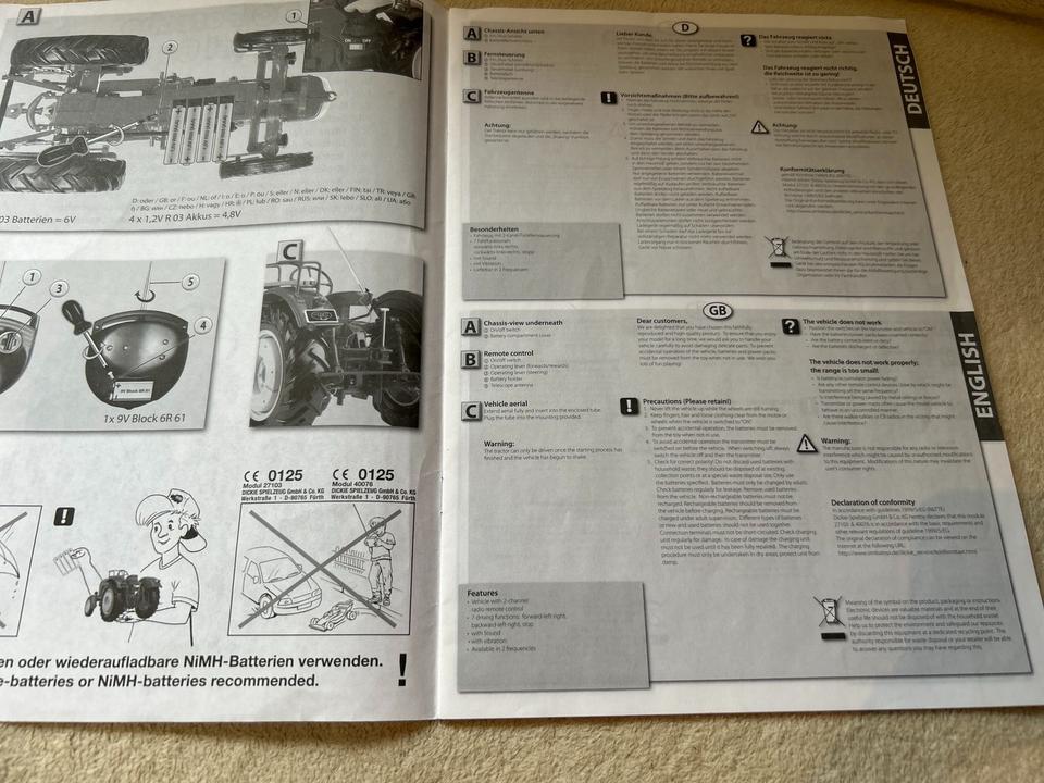 Original Anleitung Dickie RC Porsche Diesel Super DIN A4 in Stuhr