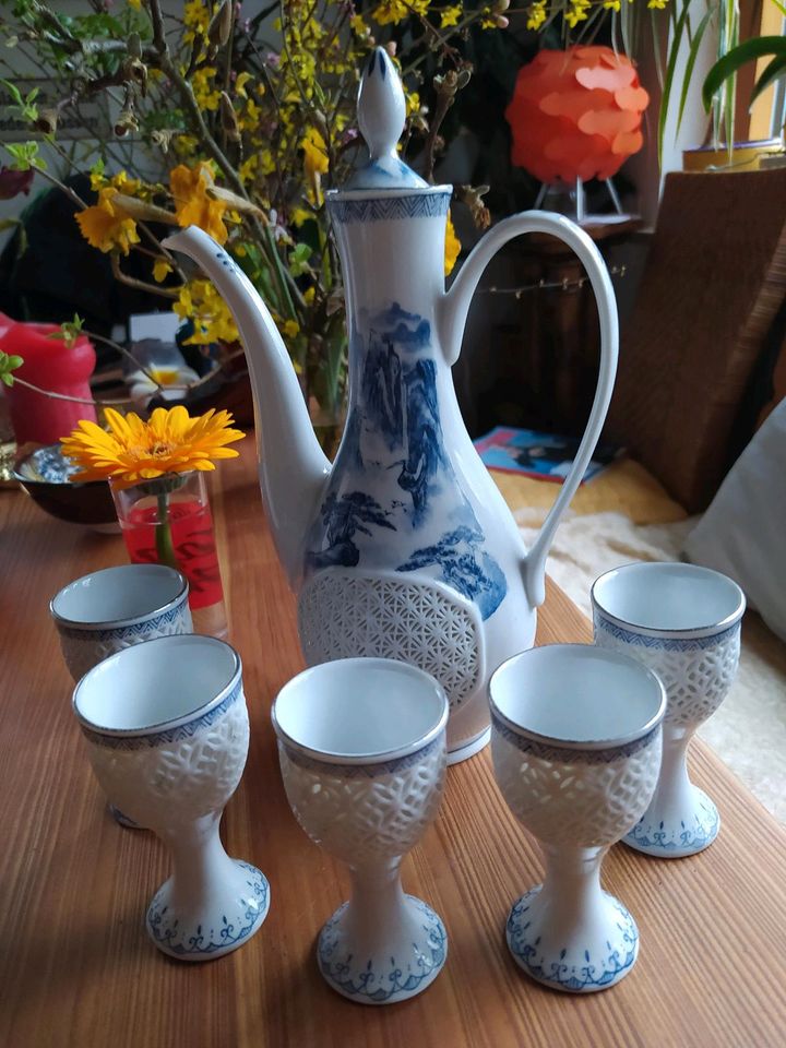 China Saki Tee Porzellan Service Schnitzereien Silber in Erlangen