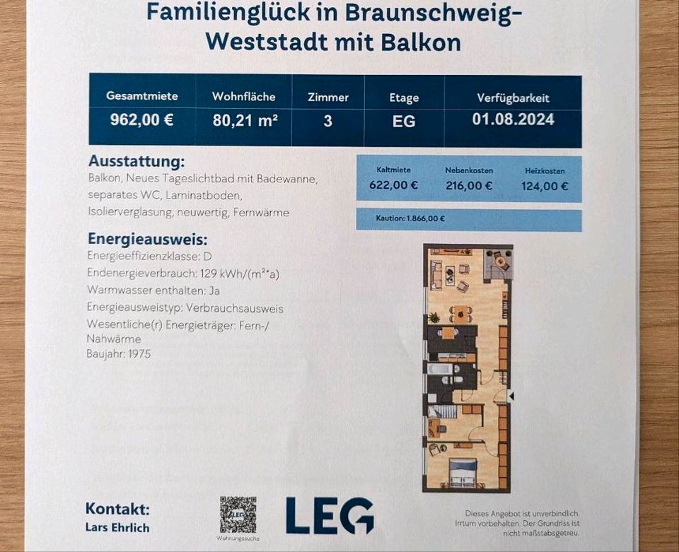 Schöne 3 zi. Wohnung in Braunschweig