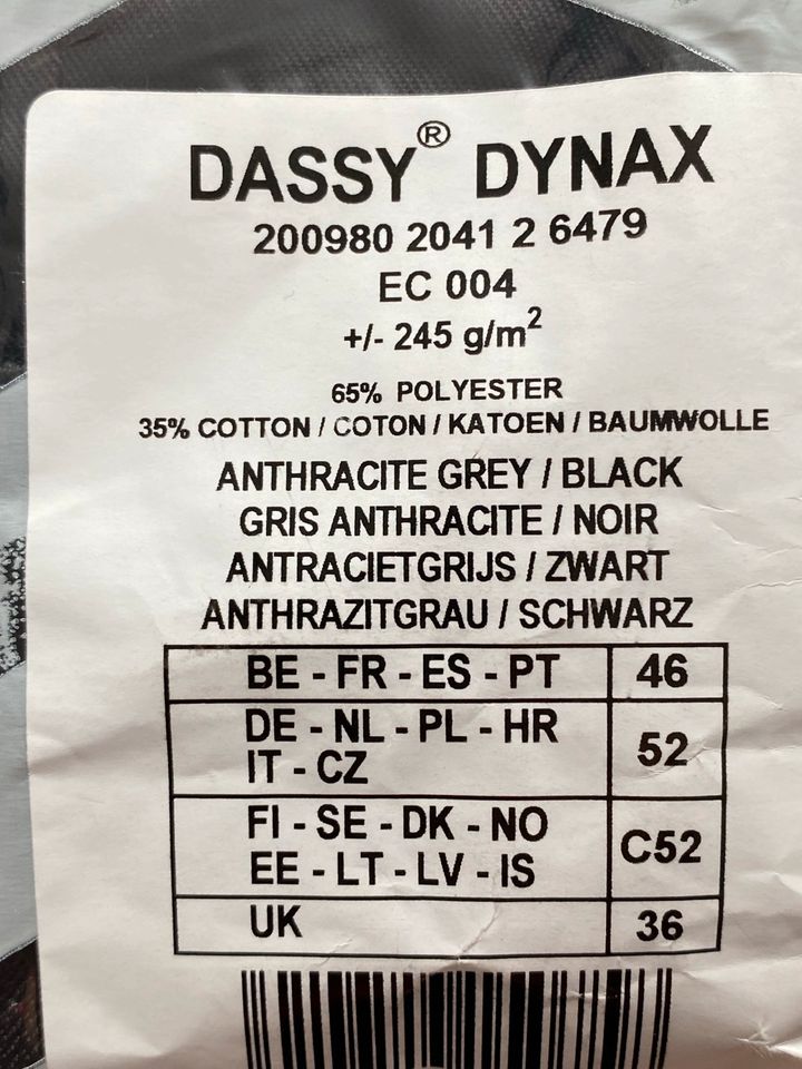 Dassy-Dynax Arbeithose, Anthrazit/Schwarz, Größe 52 / Neu in Kirchen (Sieg)