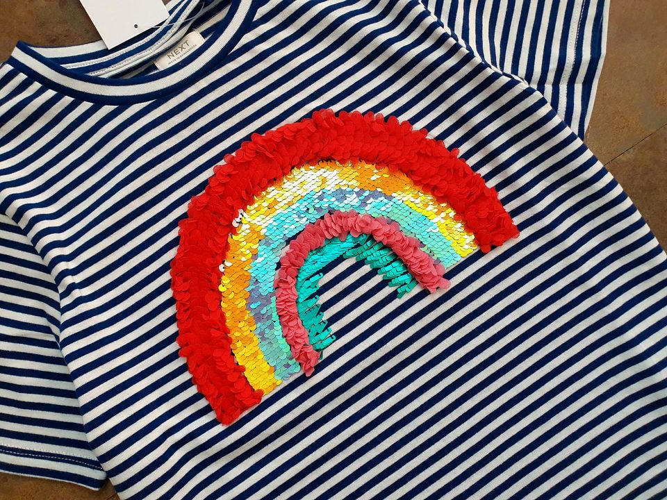 Next T-Shirt Regenbogen Pailletten 3D neu 12/152 littlebee in München