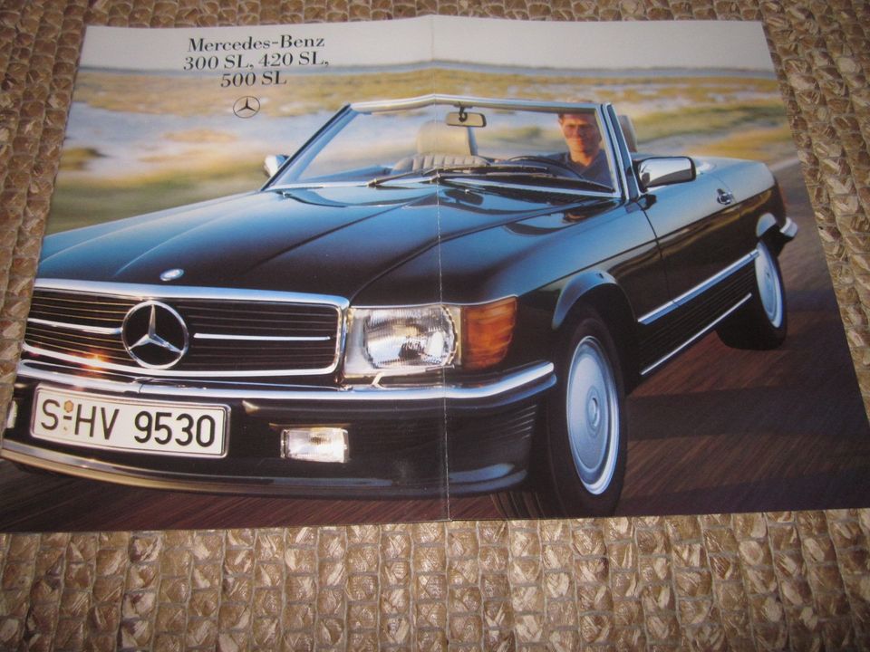 Neu! Prospekt Mercedes 500 420 300 SL R107, 1986, W107, schön! in Dachau