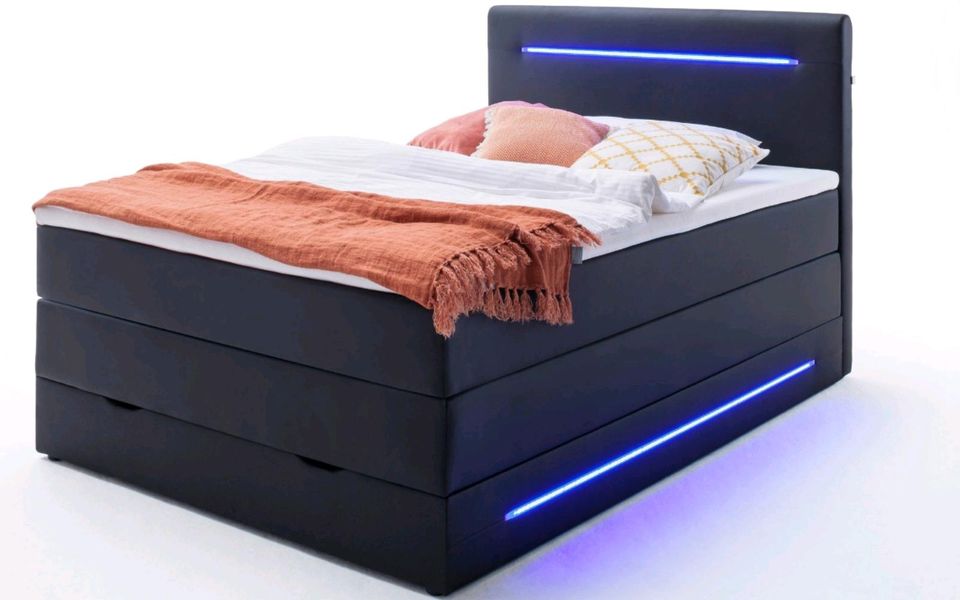 NEUES Boxspringbett 140, LED, Bettkasten, Topper statt 1730,-für in Ducherow