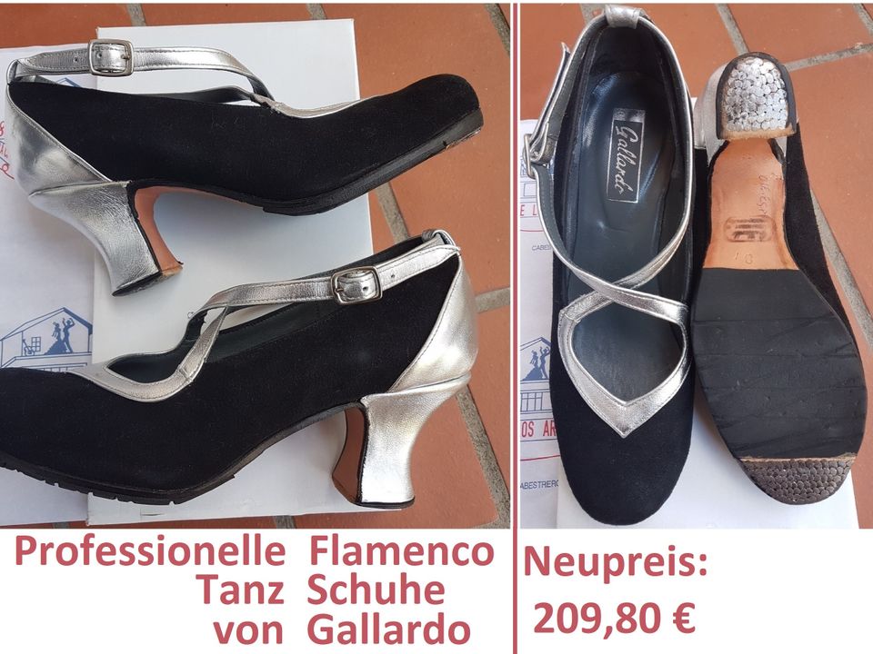 Profi Flamenco Tanz Schuhe Gallardo Gr. 38,5 schwarz silber Leder in Berlin