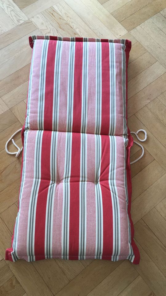 4 Sitzkissen gestreift rosa rot Gartenstuhl Polster- TOP Zustand in Nußloch
