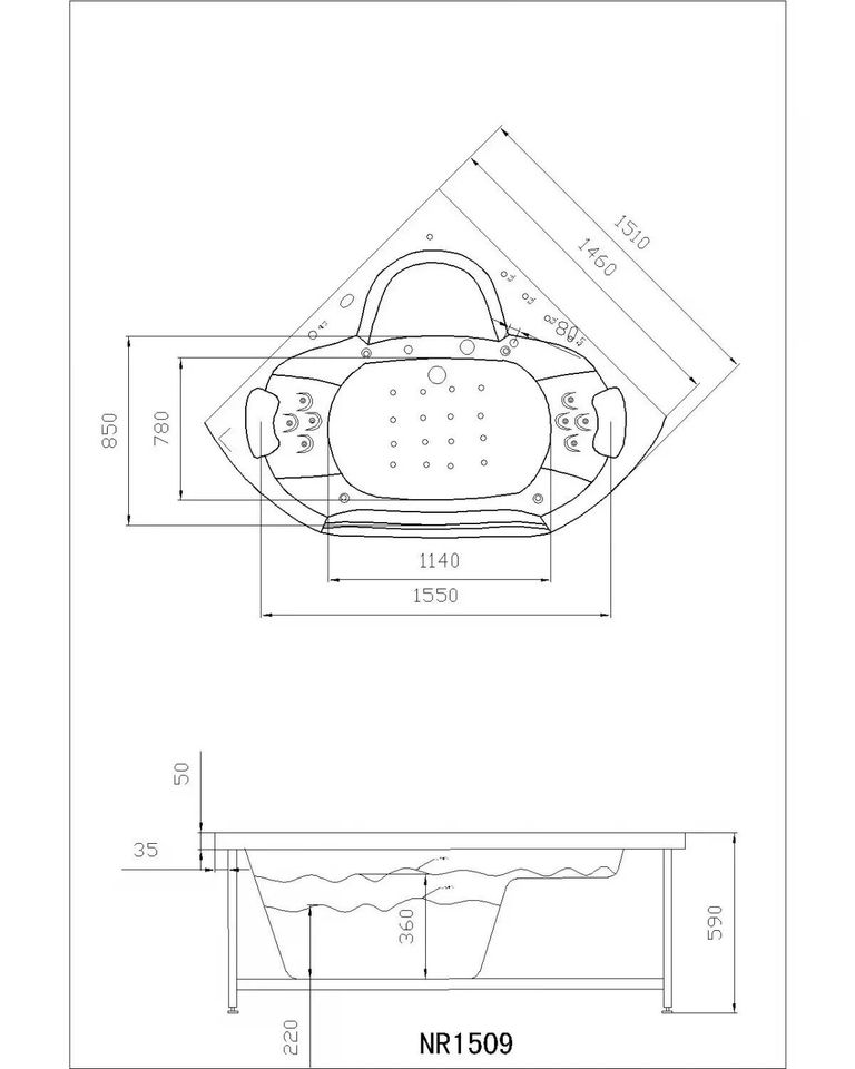 Whirlpool Milano Badewanne Armatur Edelstahl Bad 150x150cm in Bad Kissingen