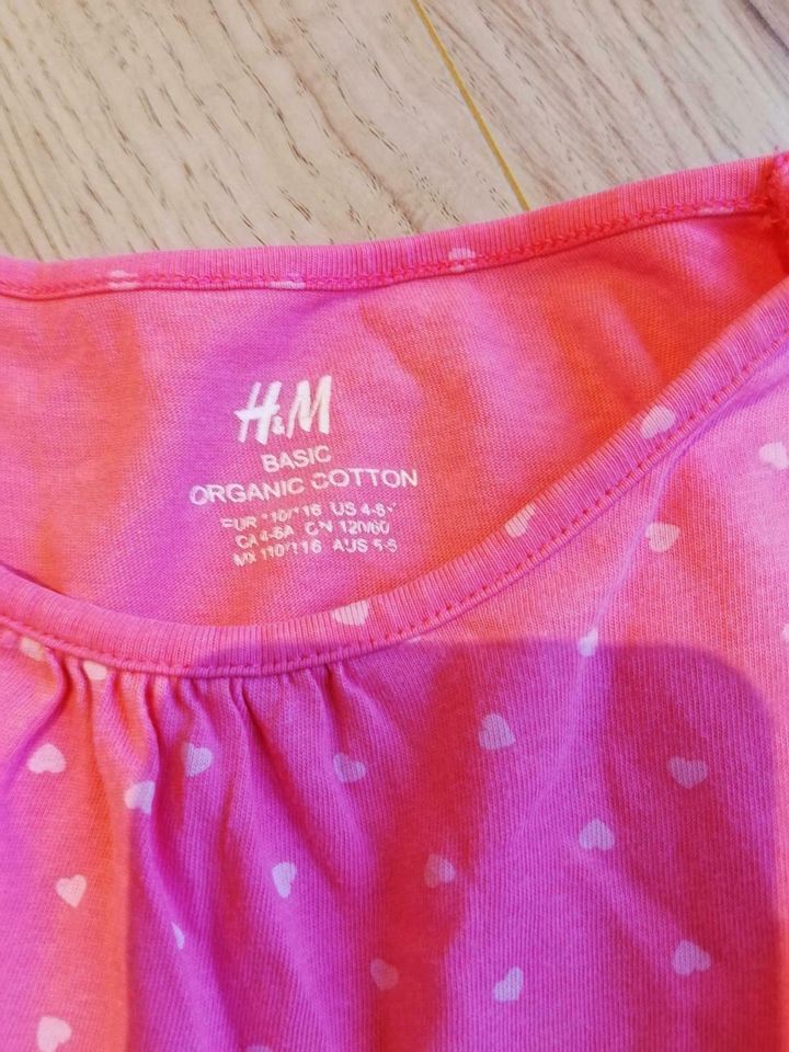 Kleid mit Ärmel, Größe 110 /116, H&M, pink mit weißen Punkten in Wienhausen