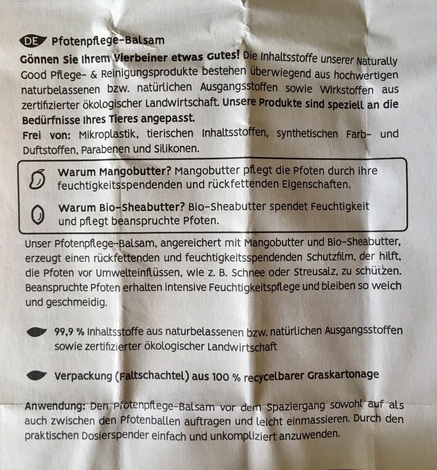 Veganer Pfotenpflegebalsam aus Mangobutter und Bio-Sheabutter in Bünde