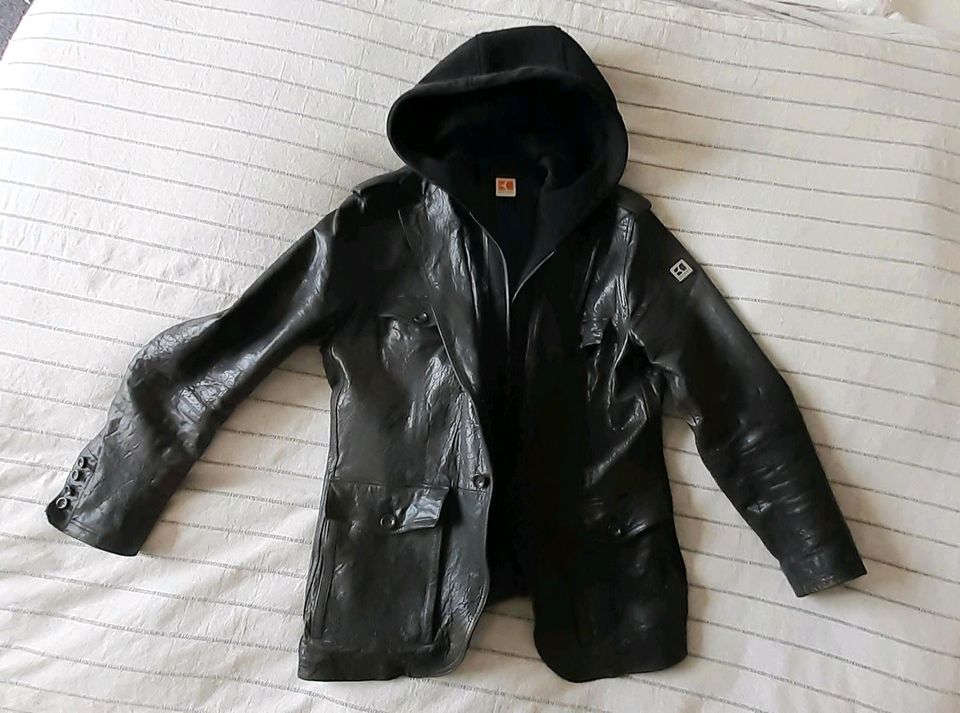 Schwarz-braune Lederjacke für Herren Gr. 48 von BOSS ORANGE in Köln