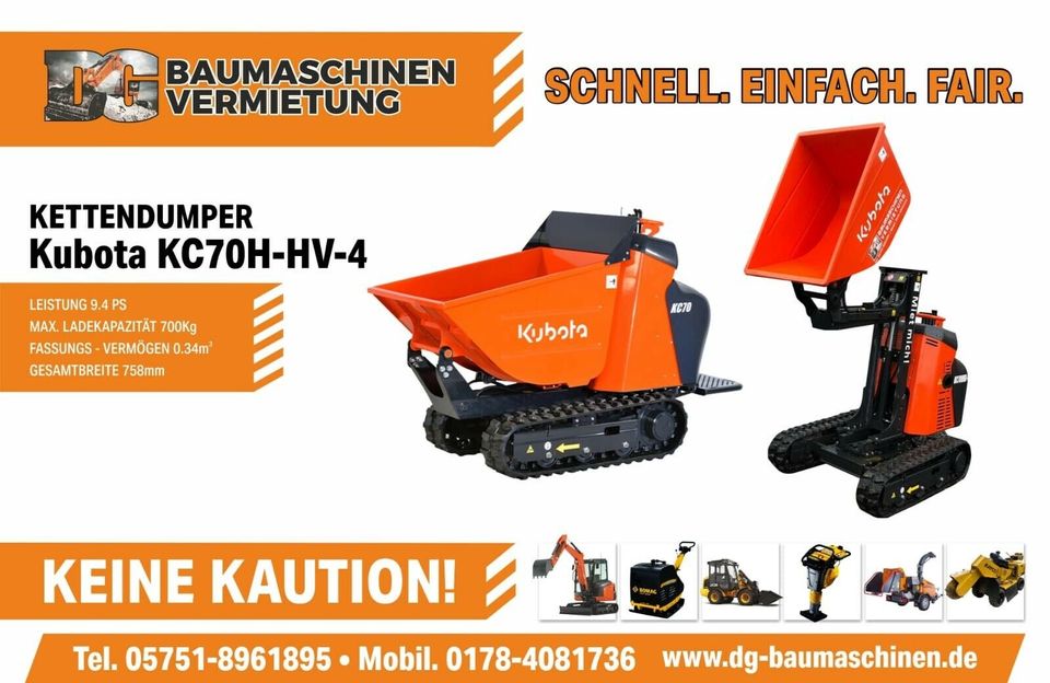 ✔ Minibagger mieten ab 60 Euro Bagger zu mieten leihen vermieten Baumaschinenvermietung  1,9t Kubota Cat in Porta Westfalica