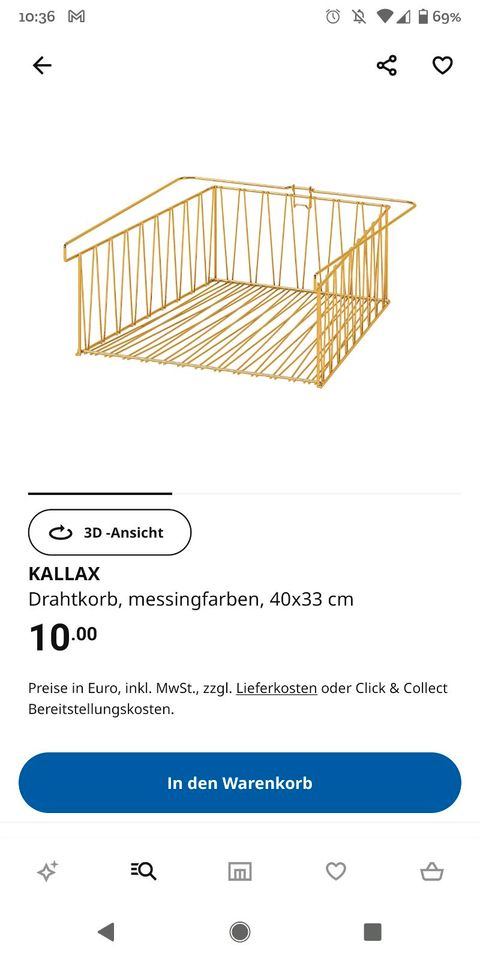 IKEA KALLAX Drahtkorb Gold in Düsseldorf