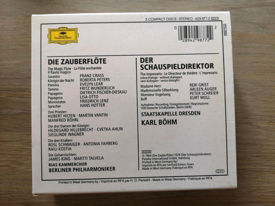 3 CDs Klassik Oper Mozart Zauberflöte Böhm Berliner in Berlin