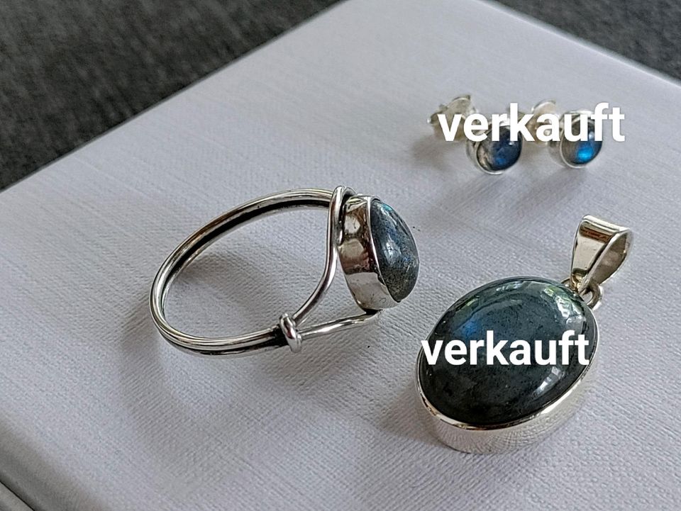 Ring* Labradorit Mondstein* Silber 925* Antik-Optik* Gr.59/US 9 in Klein-Winternheim