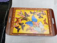 Antik Holz/ Tablett mit schönen Schmetterlinge Nordrhein-Westfalen - Gronau (Westfalen) Vorschau
