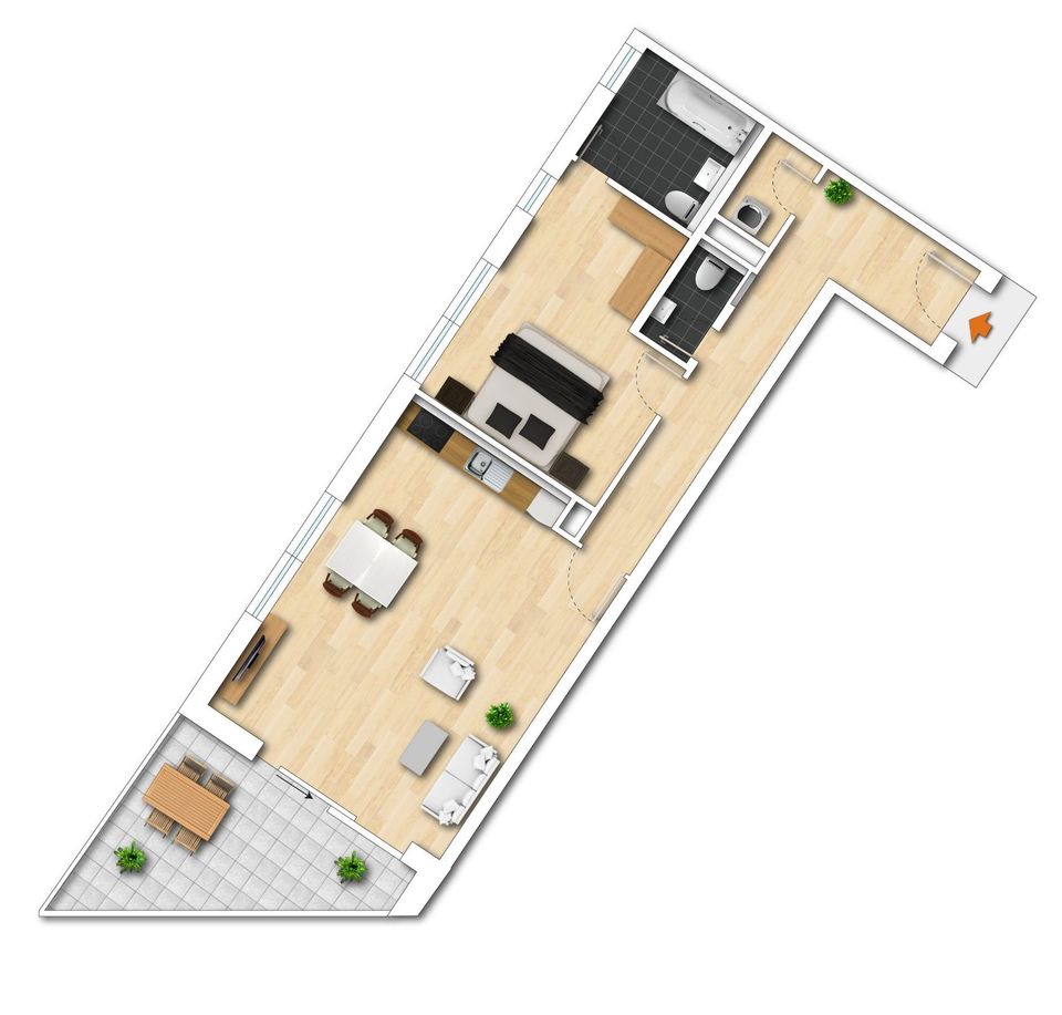 Moderne 2-Zimmer-Wohnung mit Einbauküche, Balkon und Gäste-WC in Alsbach-Hähnlein