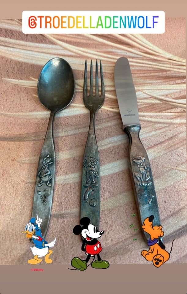 Wilkens 90 Besteck Gabel Löffel Messer Disney Donald Mickey Pluto in Rüsselsheim