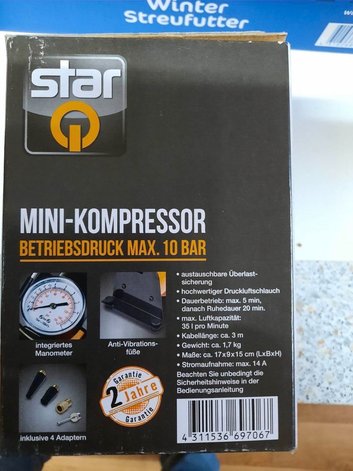 Mini Kompressor max.10 Bar STAR  (Für Zigarettenanzünder) in Steinheim