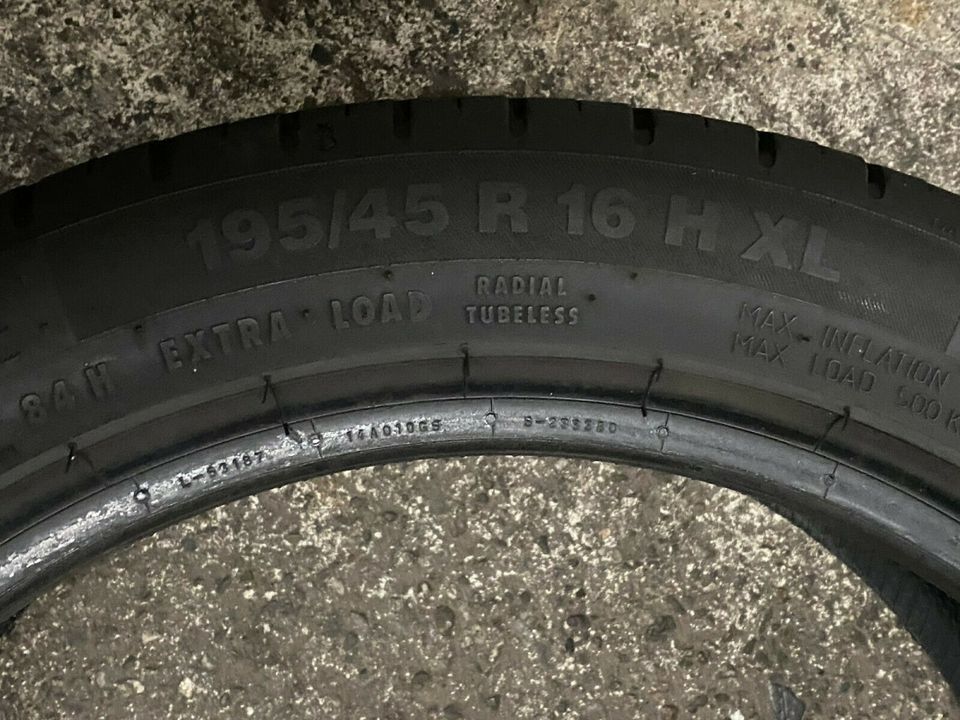 4x Sommerreifen Continental EcoContact 5 195/45 R16 84H neuwertig in Kevelaer