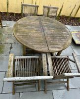Gartentisch rund mit 4 Stühlen, Holz, ausziehbar Nordrhein-Westfalen - Lünen Vorschau