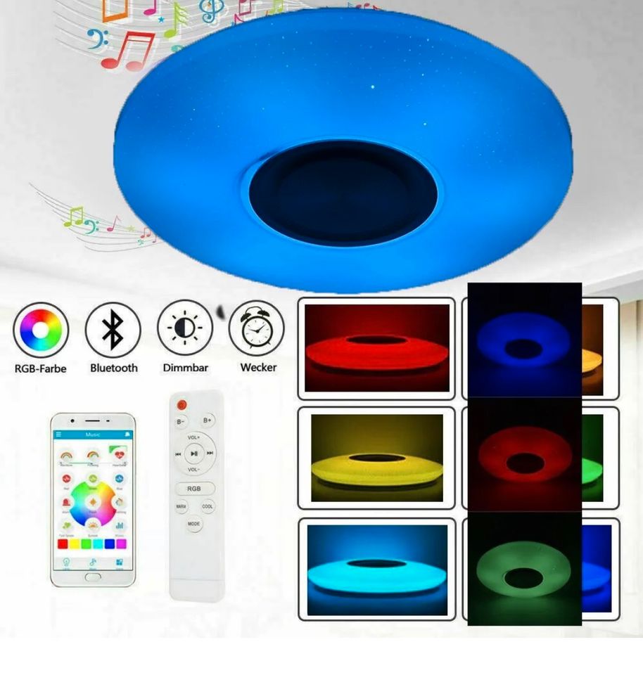 RGB LED Deckenlampe Deckenleuchte Lampe Bluetooth Fernbedienung in Bebra