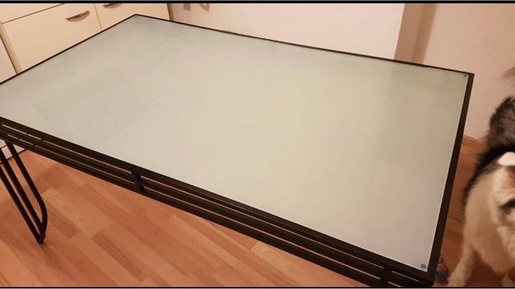 Esstisch Küchentisch Tisch Glastisch Metalltisch schwarz 152 x 91 in Hameln