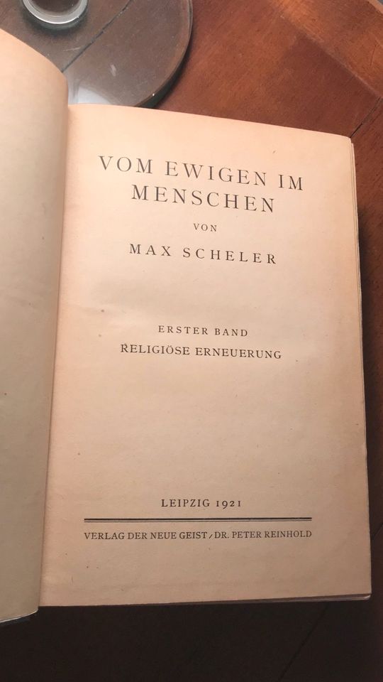 Max Scheler Vom Ewigen im Menschen - Erstausgabe v 1921 in Wiesbaden