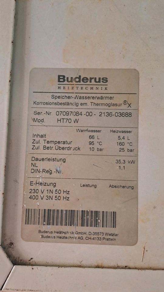 Ersatzteilspender Buderus Logamax Plus GB 112 und Speicher in Hornhausen
