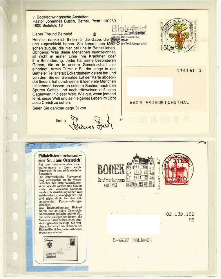 Postkarten mit Abstempelungsdaten von 1934 - 1974 Bildpostkarten in Schwalbach